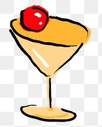 Orange cocktail glass png sticker illustration, transparent background