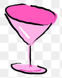Pink martini glass png sticker illustration, transparent background