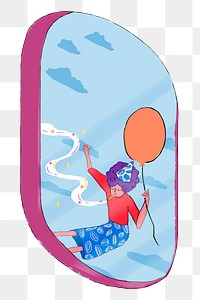 Floating party woman png sticker illustration, transparent background