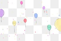 Cute birthday balloons png sticker illustration, transparent background