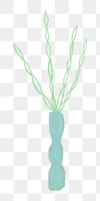 Blue vase png hand drawn illustration sticker, transparent background