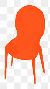 Orange chair png hand drawn illustration sticker, transparent background