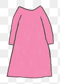 Pink dress png hand drawn illustration sticker, transparent background