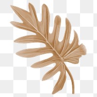 Brown xanadu leaf png sticker, transparent background