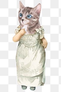 Png cute cat wearing dress on transparent background