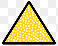 Yellow dotted triangle png shape, transparent background