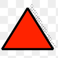 Red triangle png shape, transparent background