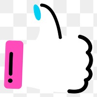 Png funky thumbs up sticker, transparent background
