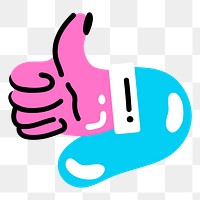 Png funky thumbs up sticker, transparent background