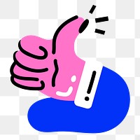 Png funky thumbs up sticker, transparent background