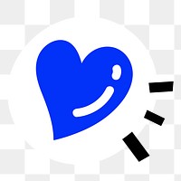 Blue heart png, funky illustration, transparent background