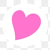 Pink heart png, cute badge, transparent background