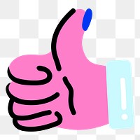 Funky thumbs up png sticker, transparent background