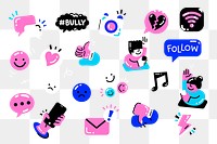 Png cute social media illustration set