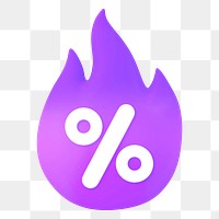 Flame sale png icon, purple design, transparent background