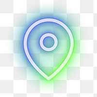 Location pin icon png, neon glow design, transparent background