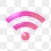 Wifi internet png icon, neon glow design, transparent background