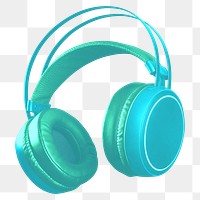 Green headphones png, digital device, transparent background