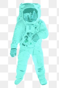 Green astronaut png, transparent background