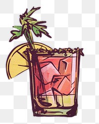 Tropical cocktail png, alcoholic drink illustration, transparent background