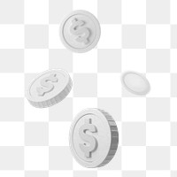 Falling coins png, 3D money graphic, transparent background