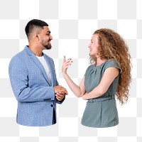 Business colleagues talking png, transparent background