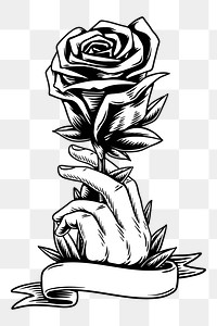 Hand holding rose png element, transparent background