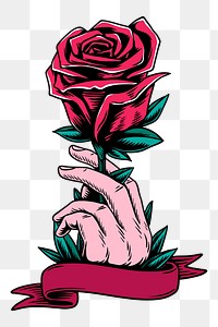 Hand holding rose png element, transparent background
