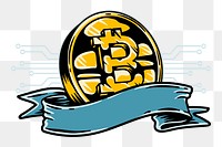 Bitcoin banner png element, transparent background