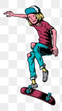 Man skateboarding png element, transparent background