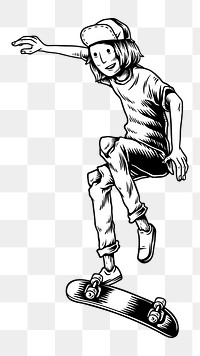 Man skateboarding png element, transparent background