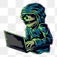 Skeleton hacker png element, transparent background