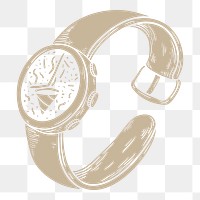 Beige wristwatch png element, transparent background