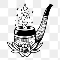 Floral smoking pipe png element, transparent background