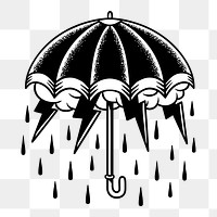 Retro umbrella png element, transparent background