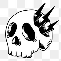 Retro skull png element, transparent background