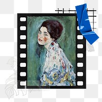 Png Gustav Klimt's Portr&auml;t einer Dame sticker in film frame. Remixed by rawpixel.