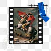 Png Napoleon Crossing the Alps sticker in film frame. Remixed by rawpixel.