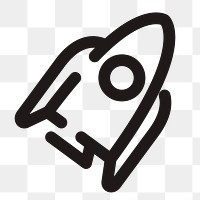 Rocket png line art icon, transparent background