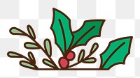 Christmas holly berry png, line art illustration, transparent background