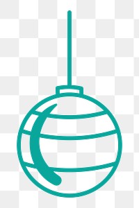 Christmas bauble png, line art illustration, transparent background