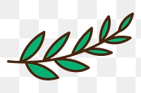 Leaf branch png, line art illustration, transparent background