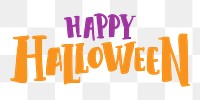 Happy Halloween png word, greeting typography, transparent background