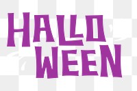 Halloween word png, purple typography, transparent background