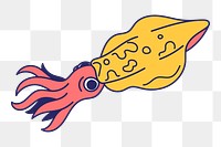 Squid png, sea animal illustration, transparent background