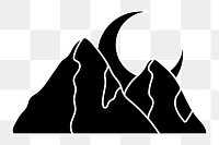 Mountain png crescent moon illustration, transparent background