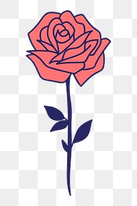 Red rose png flower illustration, transparent background