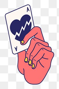 Hand holding play card png illustration, transparent background