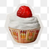 Cupcake png bakery sticker, paper cut on transparent background