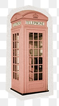 Vintage phone booth png sticker, paper cut on transparent background
